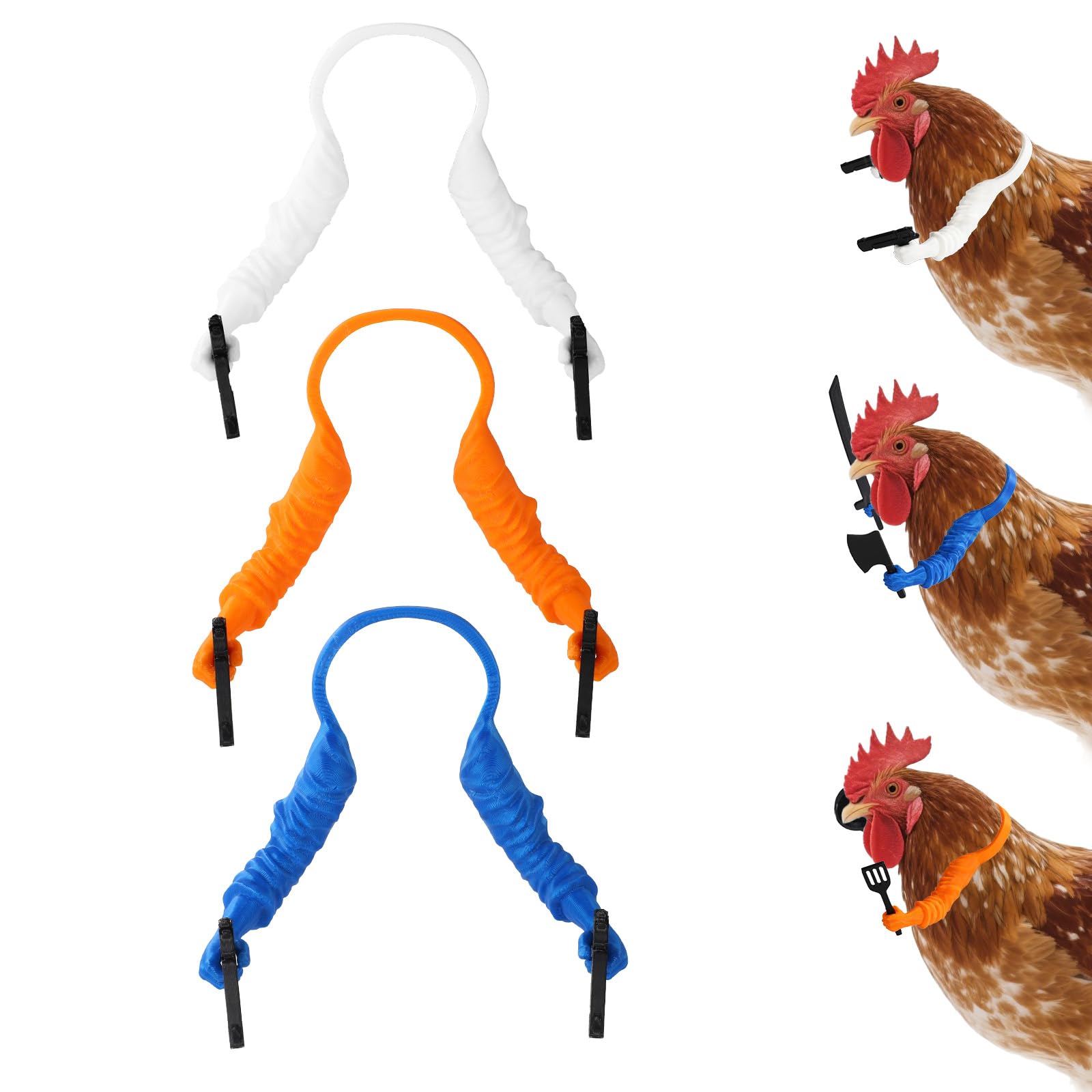 Lyreh 3pcs 3D Printed Chicken Arm to Put on Chickens, Funny Poultry Accessories Hilarious Coop Decor Farm Pranks Photo Props for Hens Roosters