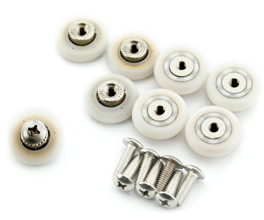 AKORD 8 Sets 19mm Stainless Steel Shower Door Wheels Rollers Runners, White, 19mm x 5mm