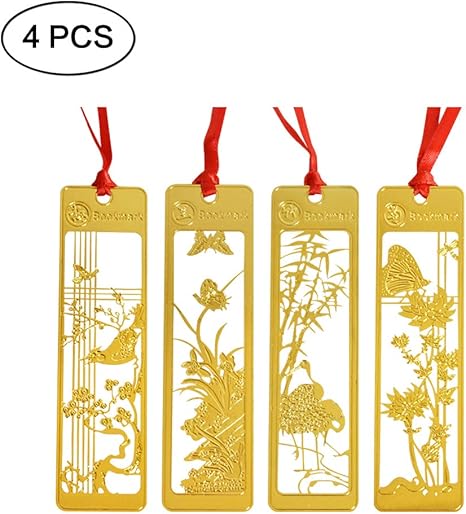 Souhe 4 Stuck Retro Metall Lesezeichen Chinesisches Design Lesezeichen Set Zeichnungen Vorlagen Fur Manner Frauen Geschenk Gold Amazon De Burobedarf Schreibwaren