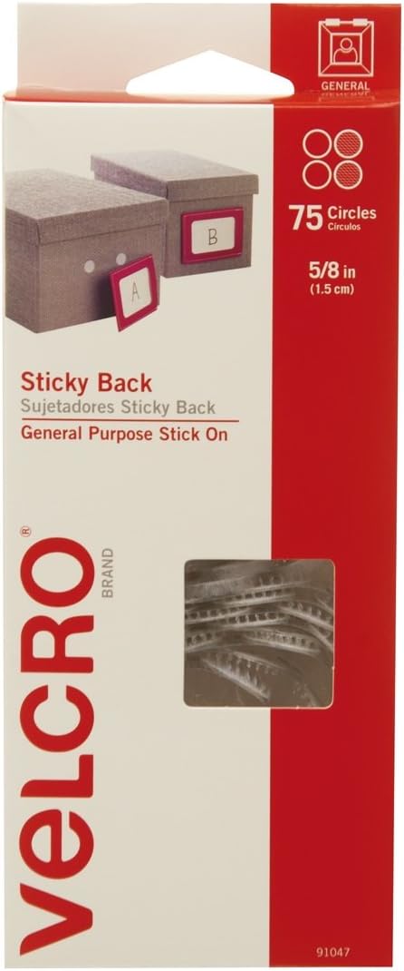 VELCRO Brand - Sticky Back Hook and Loop Fasteners | General Purpose Peel & Stick | Perfect for Home or Office | 5/8in Circles | Pack of 75 | White