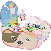 LOJETON Kids Ball Pit, Pop Up Children Play Tent, Toddler Ball Pool Baby Crawl Playpen with Basketball Hoop, Portable Toys for Girls Boys, 4 ft / 120 cm, Balls Not Included, Animal