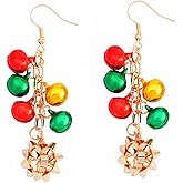 ZHDHDQ Christmas Earrings Colorful Bell Drop Dangle Earrings for Women Cute Xmas Holiday Costume Jewelry Gifts