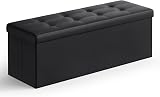 SONGMICS Storage Ottoman Foldable 38x110x38 cm Ink Black LSF89BK 300 kg view 1