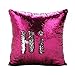 Fengheshun Pillowcase Reversible Sequin Pillow Covers That Changes Color,Throw Pillow Cases for Children 40 x 40 cm (Rose+Silver)