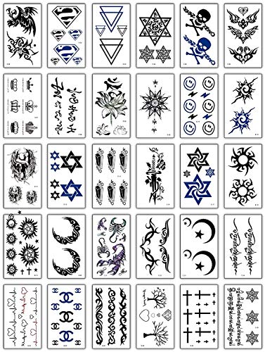 Temporary Tattoos Body Sticker Fake Tattoos Body Art Sticker Hand Neck Wrist 30 Sheets Waterproof Tattoo stickers for Adults Kids Women Men