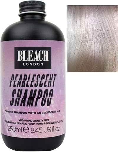 Bleach London Pearlescent Toning Shampoo Iridescent Purple Blonde Hair 250ml