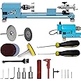 Mini Wood Lathe Machine Infinite Speed Control Multi-Purpose Type For Desktop Supports Wood Sawing, Polishing, Grinding The Professional Set Of Accessories Comes With Instructions For Easy Use