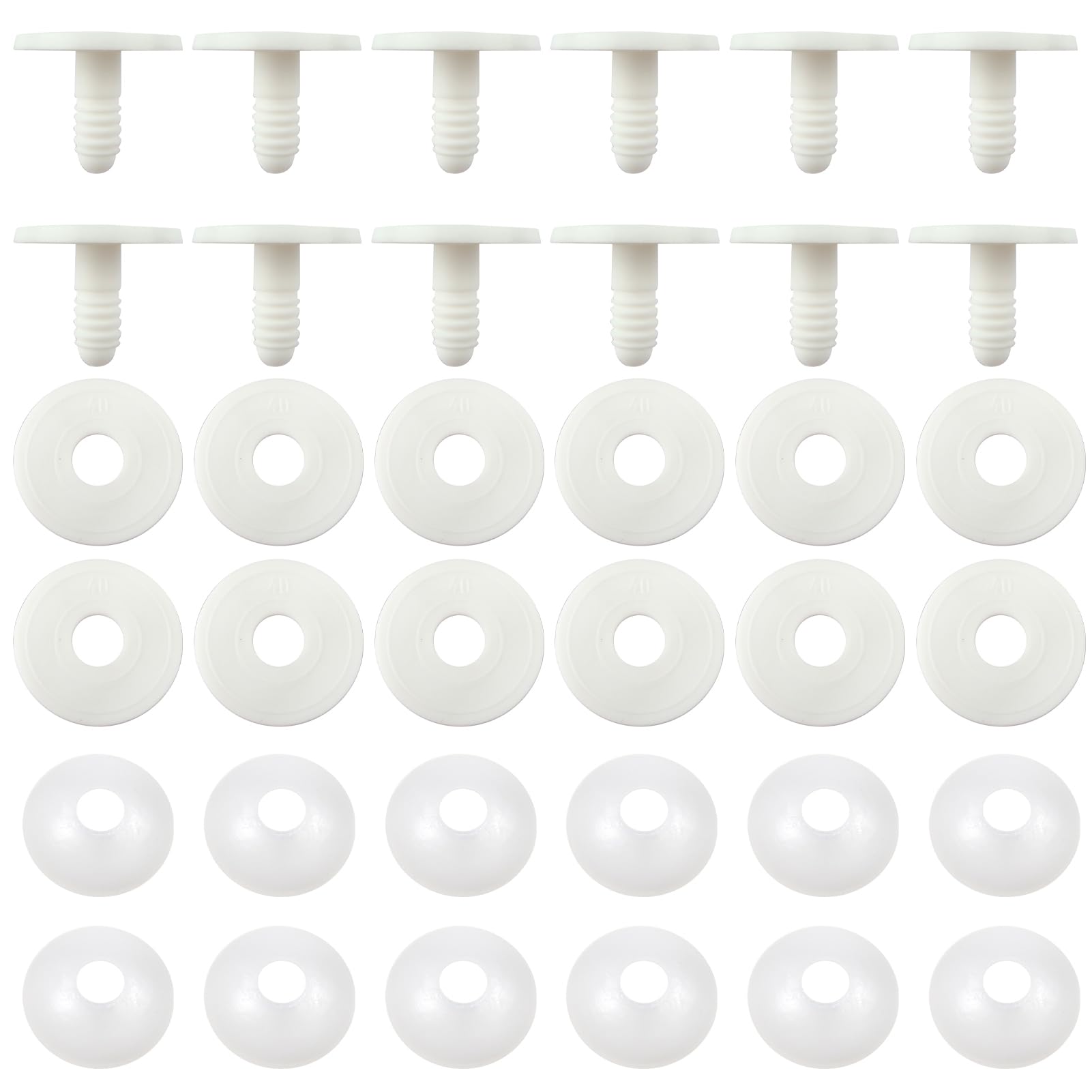 TOAOB Doll Joints for Amigurumis Crochet 20 Set 40mm White Plastic Safety Joints for Stuffed Animals Limbs and Arms Movable Connectors for Doll Making DIY Crafts