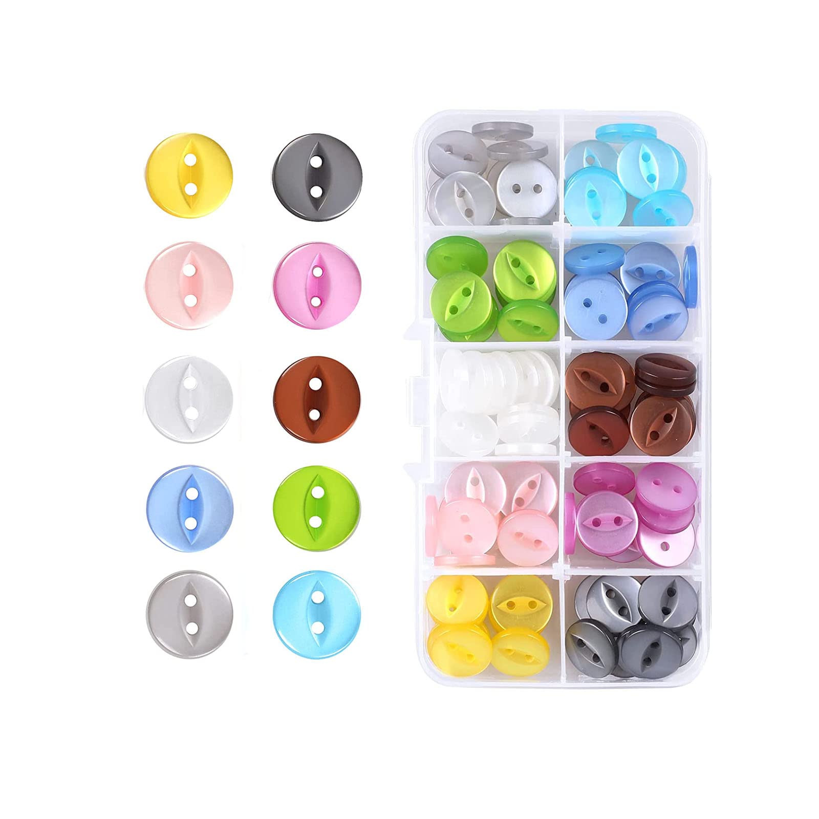 Baby Buttons,14mm/0.55" Round Fish Eye Buttons,KEUGT 100 pcs Small Kids 2 Hole Baby Resin Button for Knitting,Knitted Sewing Colorful Resin Button for DIY Handmade,Cardigans