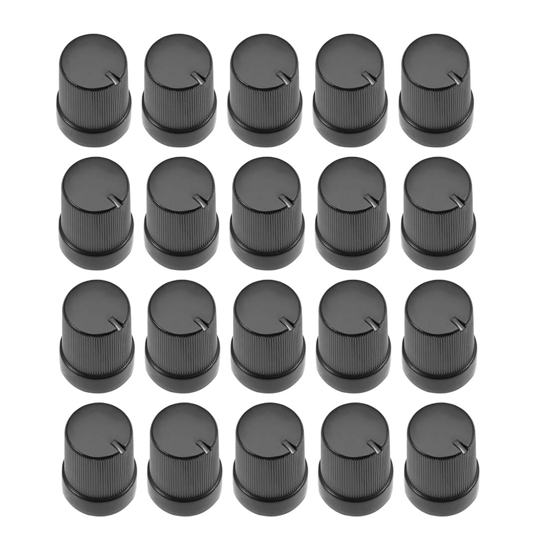 sourcing map 20Pcs 10x14mm Plastic Potentiometer Rotary Knob Black,for 6mm Diameter Shaft Guitar Volume Knob.