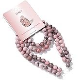 Risyfjew 100PCS 8mm Natural Pink Zebra Jasper Beads Gemstone Round Loose Beads for Jewelry Making Chakra Crystal Stone Beads for Bracelets Necklace Earrings Making Supplies (100pcs/Strand)