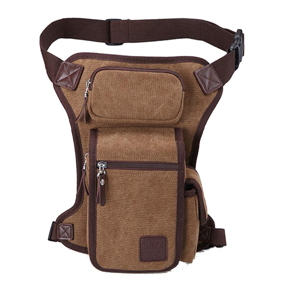 Canvas Drop Leg Bag Motorcycle Waist Pack for Men Women Outdoor Travel Sports Hiking Camping Tactical Military Bike Cycling Riding Thigh Fanny Pouch