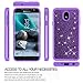 Galaxy J7 Refine/J7 2018/J7 Star/J7 Top/J7 Aura/J7 Aero/Crown/Eon Case w/Tempered Glass Screen Protector for Girls Women,LeYi Glitter Protective Phone Case for Samsung J7 V 2nd Gen TP Purple