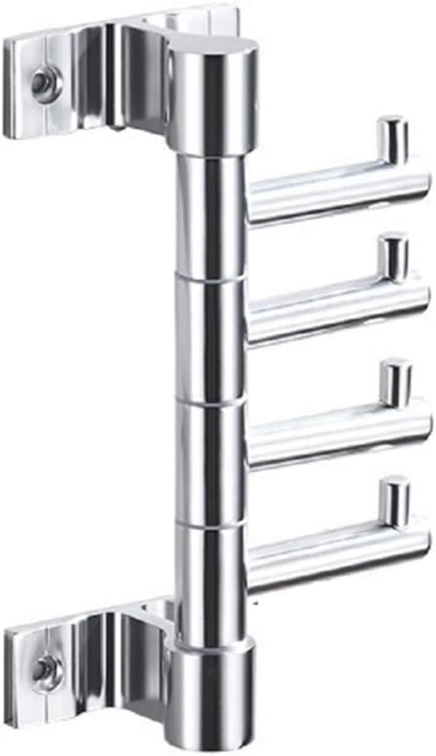 Swivel Towel Hooks Wall Coat Rack with 4 Arms, Towel Hooks for Bathrooms Swivel Coat Rack Hat Rack Wall Mount Key Holder Hanger (Silver, 4 Swivel Arms)