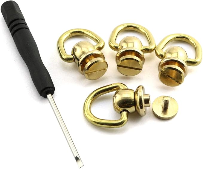 HJ Garden 4pcs Brass Ball Studs Rivets Nails Rotatable D