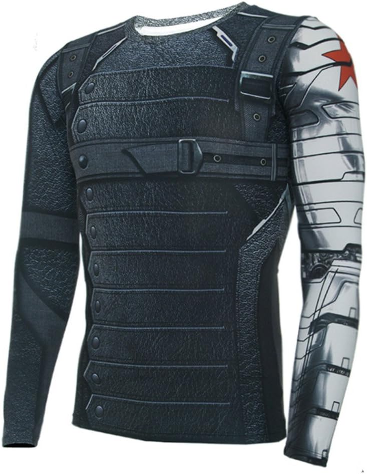 Zomarzz Men's Long Sleeve Quick Dry Compression Running Fitness T-shirt (Large, Winter Soldier)
