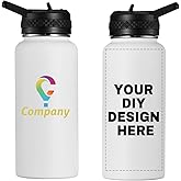 SMLIXE Personalized Custom Water Bottle with Text Photo Print in USA 32oz Double Wall Stainless Steel Leakproof Wide Mouth Cup with Flip Straw