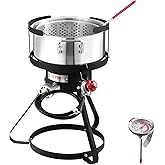 VEVOR 10 Qt Fish and Wing Fryer, Aluminum Propane Fish Fryer Kit, Outdoor Deep Fryer Seafood Pot with Thermometer, Strainer B