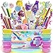 Unicorn Slime Kit for Girls, Slime Kit for Girls, 12 Fluffy Slime Rainbow Colors, 3 Galaxy Slime, Poop Emoji, 2 Snow, DIY Add-ins, Charms, Glitter, Sequins, Foam Balls, 45 Pieces, Ages 7-12, Kids Gift