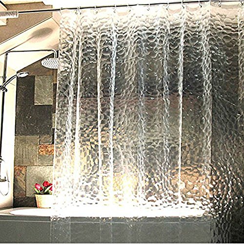 Wimaha heavy duty eva shower curtain with magnets clear…