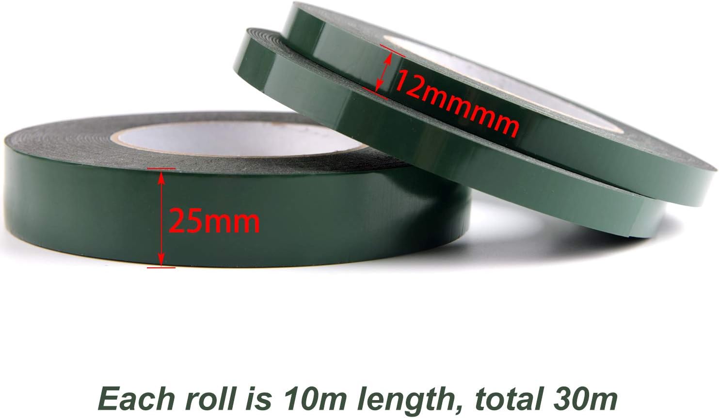 TUPARKA 30 Meters Foam Tape Double Sided Black Sponge Tape Waterproof Mounting Tape for Cars Trims Numberplates 10m Each Roll - Image 3