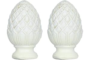 Urbanest Set of 2 Pineapple Lamp Finials, 2-inch Tall, Distressed White