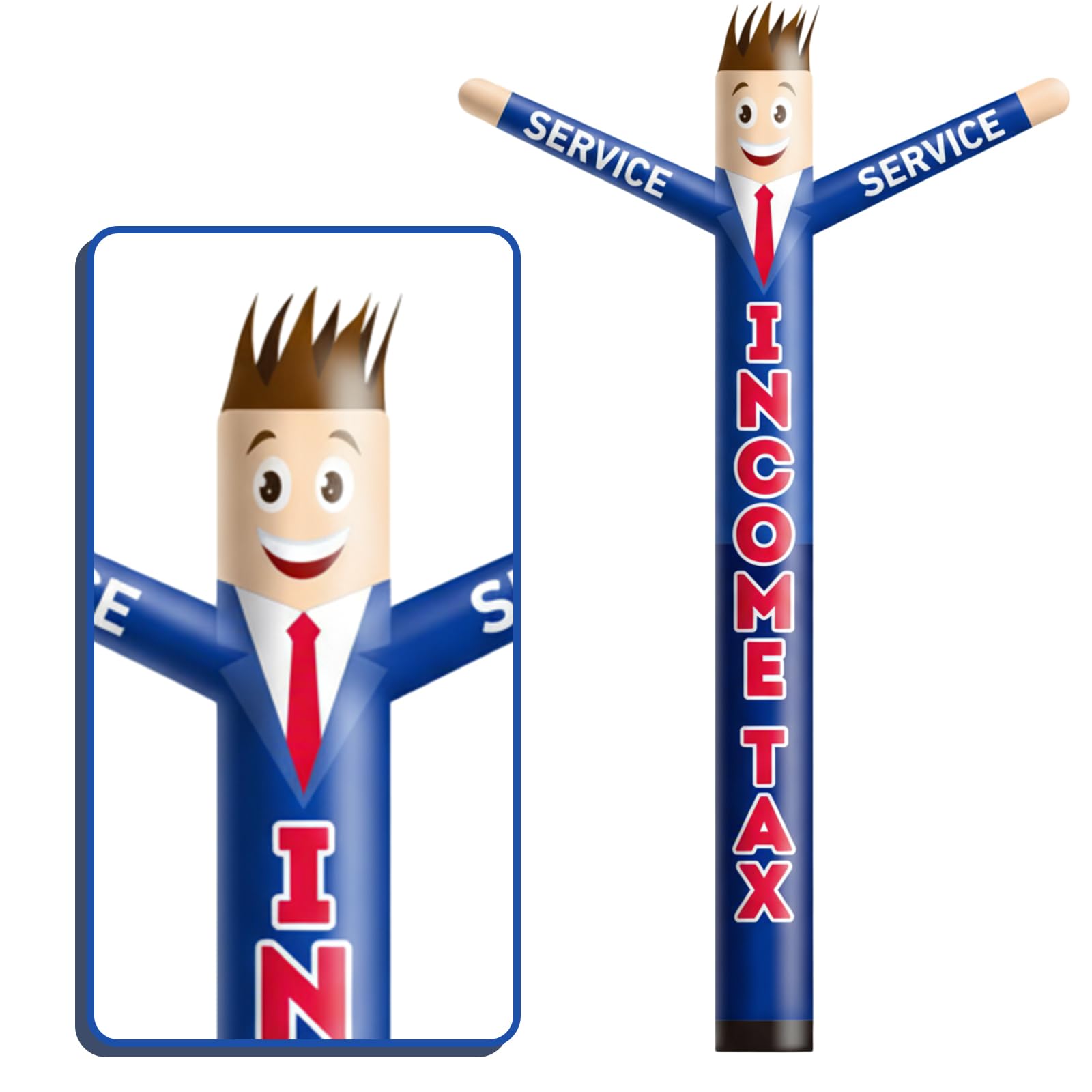 Photo 1 of ***Missing fan***Soulchen 20FT Tall Income Tax Service Man White Blue Inflatable Tube Man Guy Air Blower Dancer Body Waving Puppet for Outdoor Decoration Advertising Business Promotion***Missing fan***