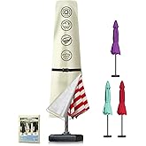 Patio Umbrella Cover - 600D Waterproof Outdoor Umbrella Cover Fits 7-11 Feet Market Garden Umbrellas - Patio Parasol Umbrella Cover with Zipper, Windproof Outdoor Furniture Covers(Beige)