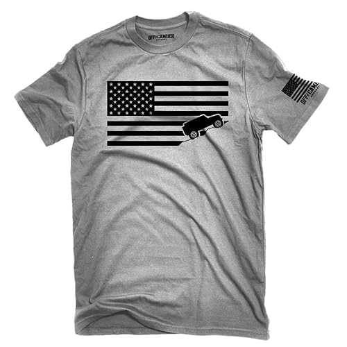 American Flag Jeep Shirt Ash Gray Made in USA Offroad t-Shirt (XXX