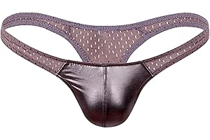FEOYA Men's Metallic Shiny Briefs Sexy Mesh Pouch Bulge Underpants Low Rise Bikini Underwear