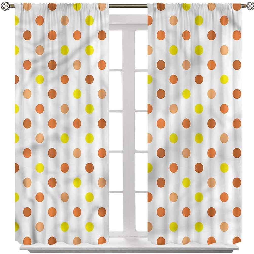 YUAZHOQI Yellow and Brown Drapes for Living Room, Polka Dot Vintage