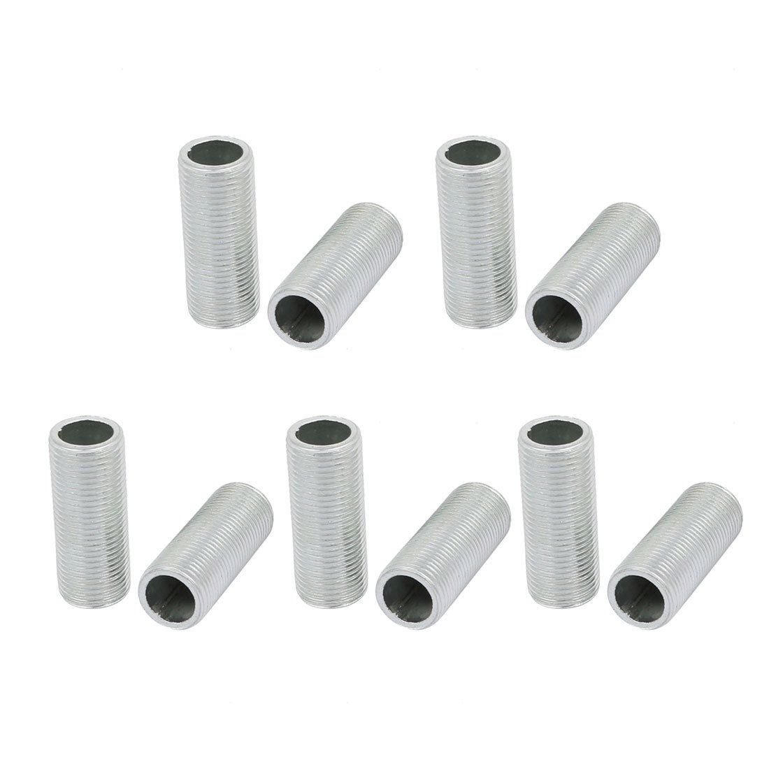 Sourcingmap Lamp Pipe Nipple, M12 Thread 30mm Length Hollow Lamps Repair Part Hardware for Lamp Lights, Zinc Alloy Silver Tone, Pack of 10