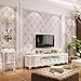 QIHANG European Modern Simple 3D Non-Woven Imitation Deerskin Wallpaper Living Room TV Background Diamond Lattice Pattern Wall Paper Roll 1.73'(0.53m)*32.8'(10m)=57 sq.ft(5.3m2) (Light Purple Gray)