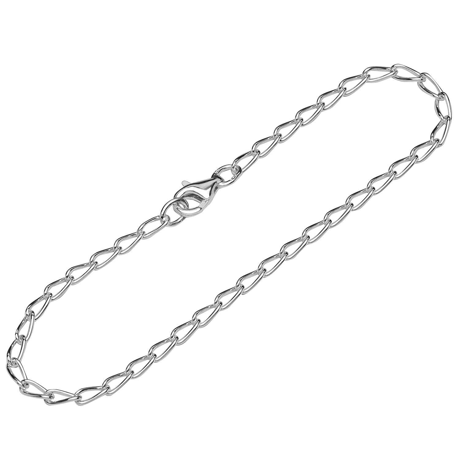 NKlaus bracelet 925 Sterling Silver 19cm long curb chain round ladies curb chain fine 12606