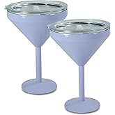AGH 2 Pack Stainless Steel Martini Tumbler with Lid, 10oz Insulated Margarita Tumbler, Double Wall Cocktail Tumbler Wine Glasses for Party, Vacation, Picnic, Pool, Beach & Patio (Purple)
