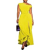 Lymeral Womens One Shoulder Semi Formal Maxi Dresses Elegant Sleeveless Cocktail Party Long Wedding Guest Dress