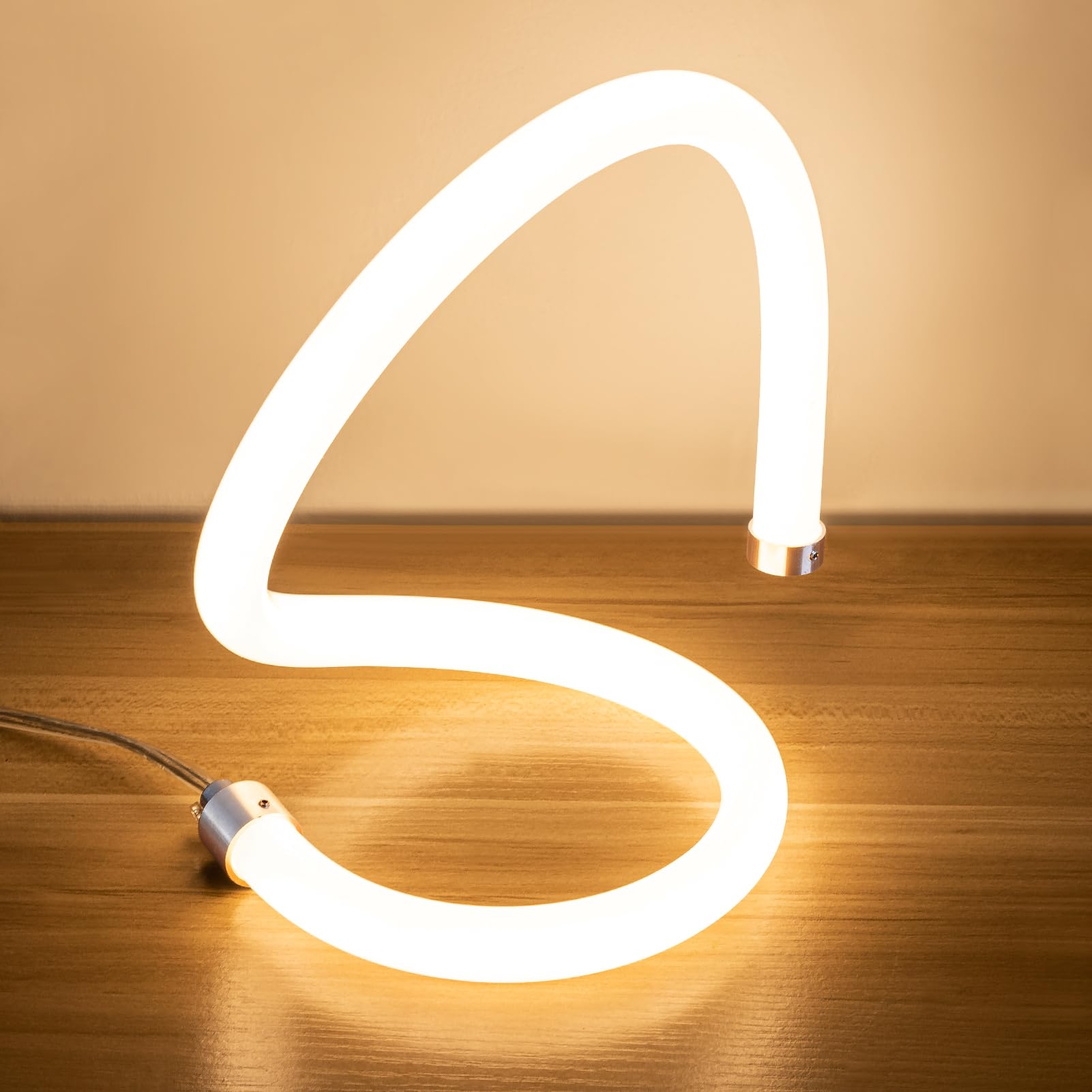 HARPER LIVING Modern LED Table Lamp, Bedside Table Light Warm White (3000K) S Shape, Desk Reading Lamp for Bedroom Bedside Living Room Office Hotel B&B