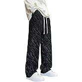 VIPWOLF Men's Y2K Graphic Corduroy Pants Wide Leg Stacked Pants Trousers Streetwear