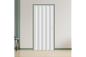 104RDHOUSE 38×80in PVC Internal Accordion Folding Door, Multifold Sliding Door for Closet, White in Color, with Installation Hardware; Handle; Latch.