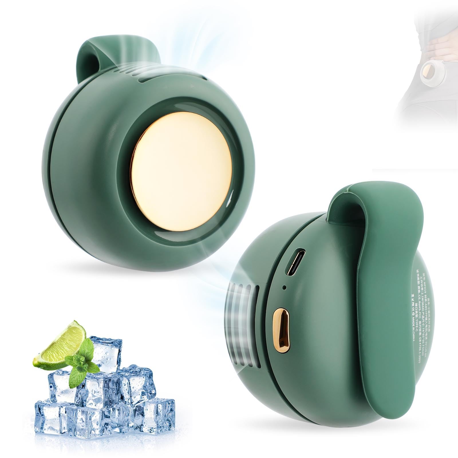 Photo 1 of PARTS ONLY-------------------Small Clip Fan, Personal Waist Fans,Portable Silent Mini Bladeless Fan Clip On for Shirt,Hands-Free Personal Clip Fans 3 Speeds,Clips on Waist Neck Fanes for Outdoor,Camping,Travel,Office (Green)