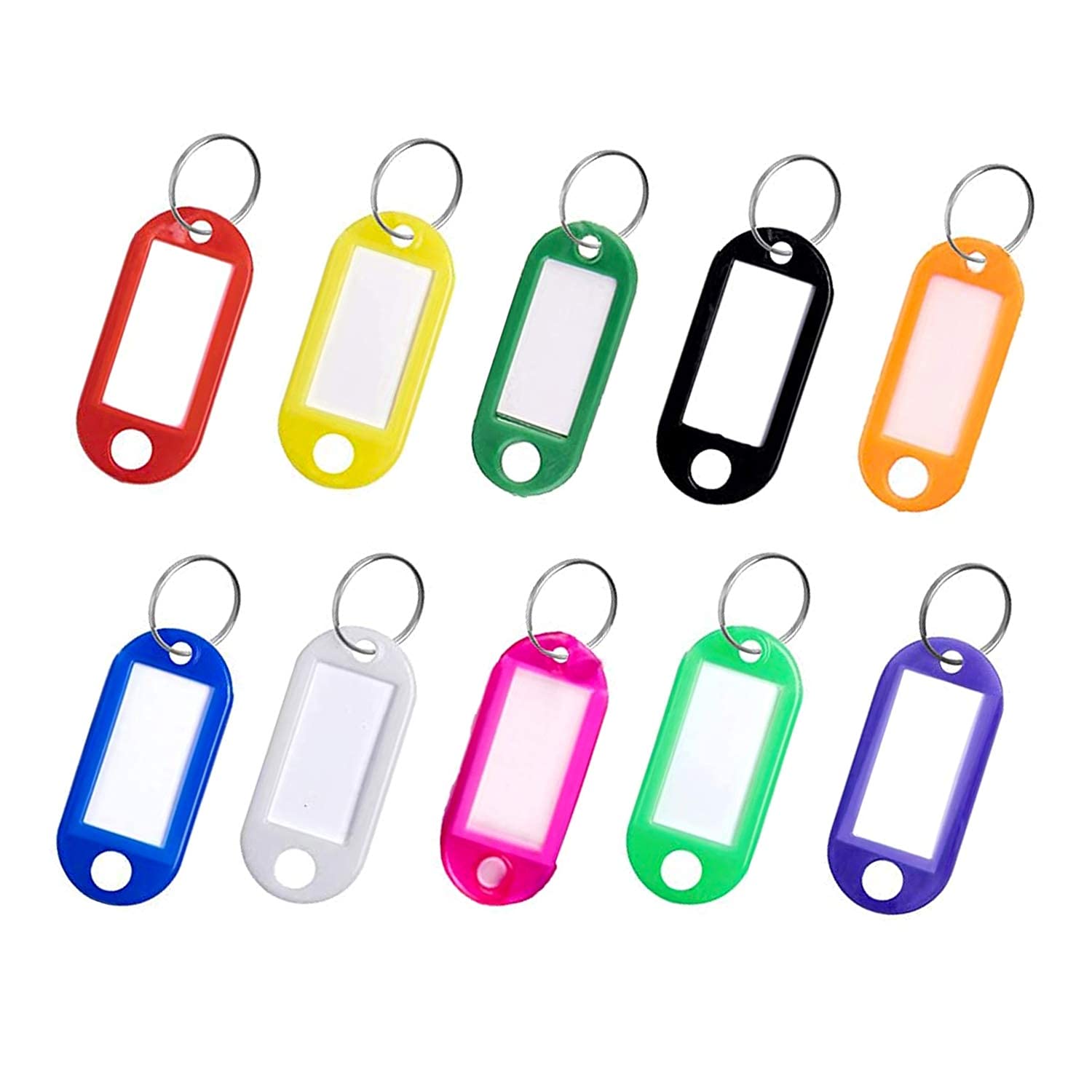 HREDZEO Key Tags,40 Pack Plastic Key Ring with Label ID Key Fobs for Hotel School Office Home Luggage 10 Colors