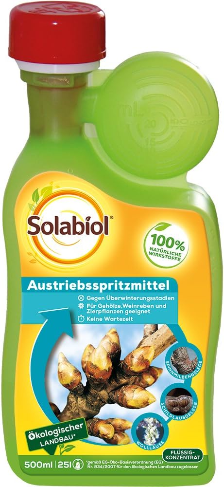 Solabiol Austriebsspritzmittel, gegen überwinternde Schädlinge wie Spinnmilben, Schildläuse und Wollläuse an Obst- und Ziergehölzen, 500 ml