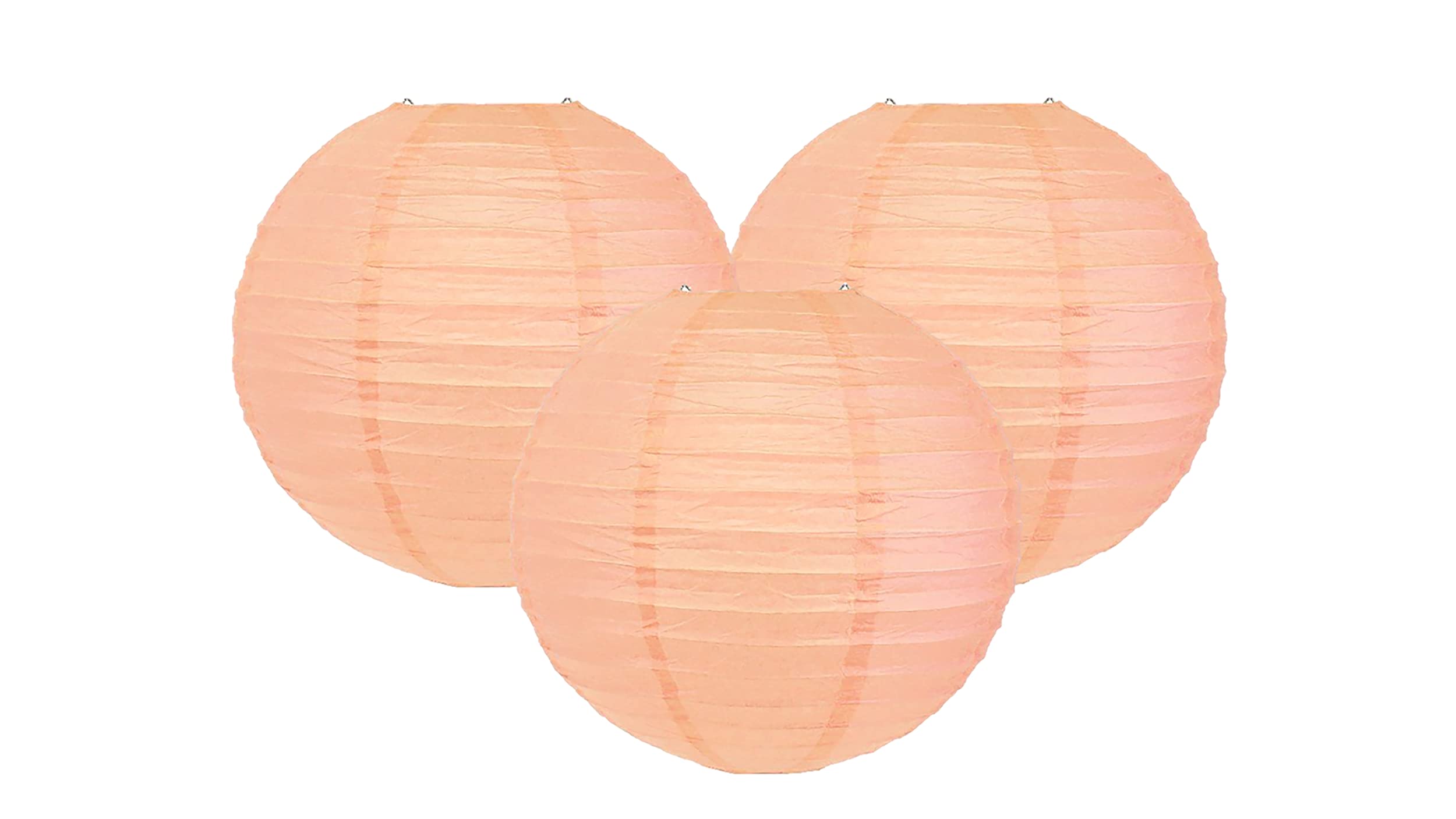 Pack of 3 Paper Lantern Lampshade Party Birthday Baby Shower Wedding Celebration Decoration 4"(10cm) -16"(40cm) (Peach, 14" (35cm))