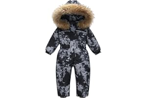 YRAETENM Toddler One Piece Snowsuits Baby Boys Girls Winter Thick Fleece Coats Jackets Insulated Warm Waterproof Jumpsuits