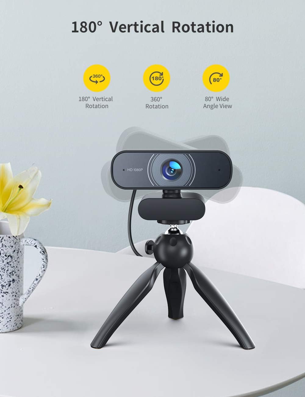 RALENO 1080P Webcam, Dual Built-in Microphones, Full HD Video Camera for Computers PC Laptop Desktop, USB Plug and Play, Conference Video Calling, Streaming: Electronics