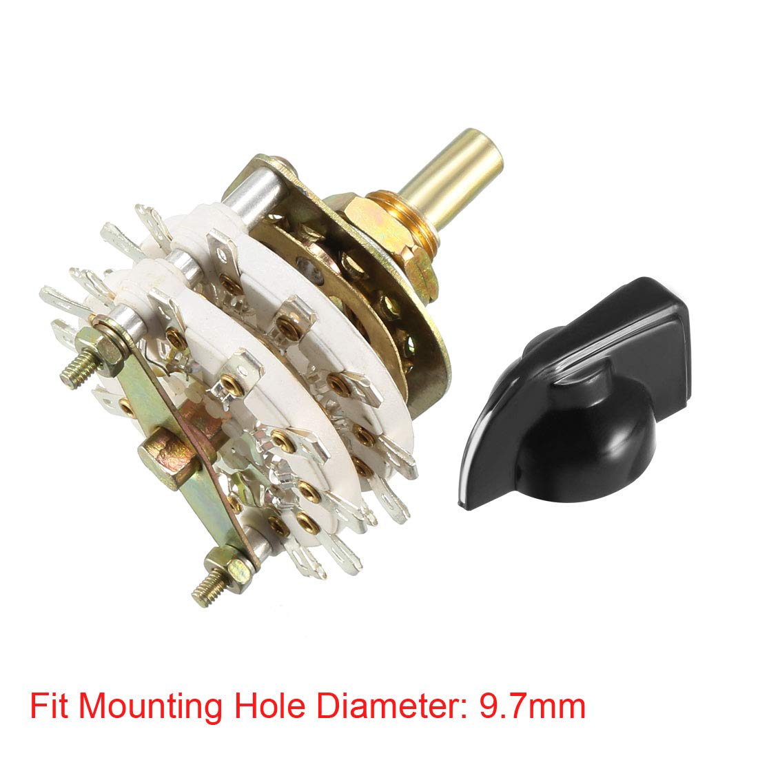 sourcing map 4P5T 4 Pole 5 Position 2 Deck Band Channel Rotary Switch Selector with Plastic Knob, Black - Image 4