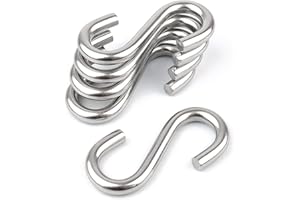 Hamineler 5 Pack 304 Stainless Steel S Shaped Hooks 3.2Inch Long 5/16 Inch Thickness Heavy Duty S Metal Hanging Hooks