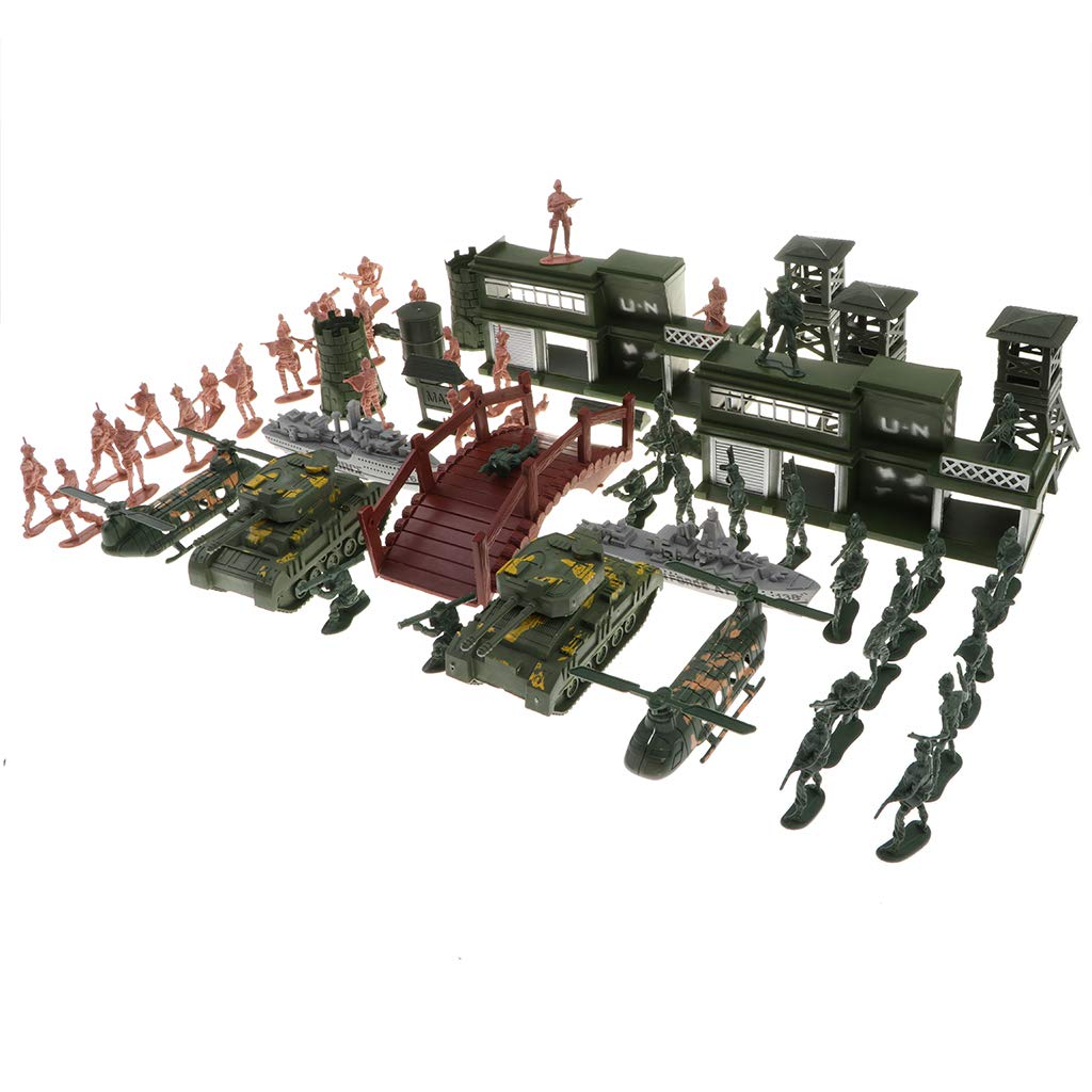 Flameer 130 Pieces Army Base Set 5cm Soldiers & Accessories - Tanks, Warships & More