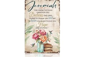 DOODLREAM Jeremiah 29:11 Bible Verses Tin Sign, 30X20cm Metal Sign Wall Decor, Christian Wall Art Posters Gift for Church Liv