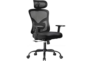 NOBLEWELL Ergonomic Office Chair with Padded Lumbar Support, 2D Headrest, Adjustable Armrests, Upgraded Contoured Seat Cushion, 130° Rocking Tilt, Computer Chair for Home Office, NWOC1-1